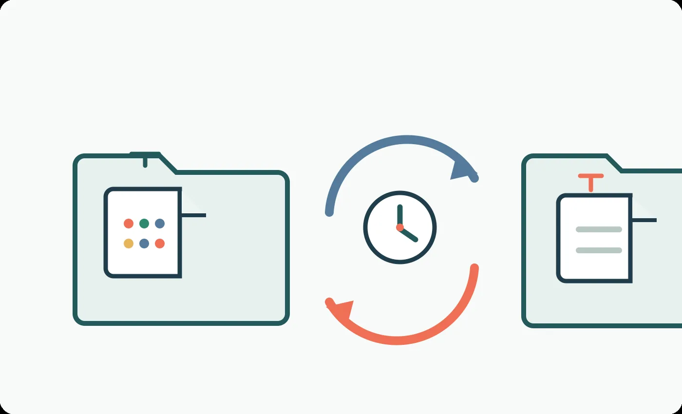 Editorial illustration of a stable archive file used by a recurring job and kept as a separate backup